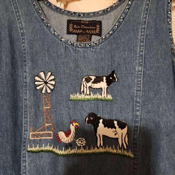 🐄 VTG New Direction Denim 2-Piece Set Farm Embroidery MP Y2K 🌻 - Picture 8 of 10